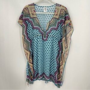 BECCA By Rebecca Virtue Swim Tunic Cover Up in Colorful Geo Designs Sz XS
